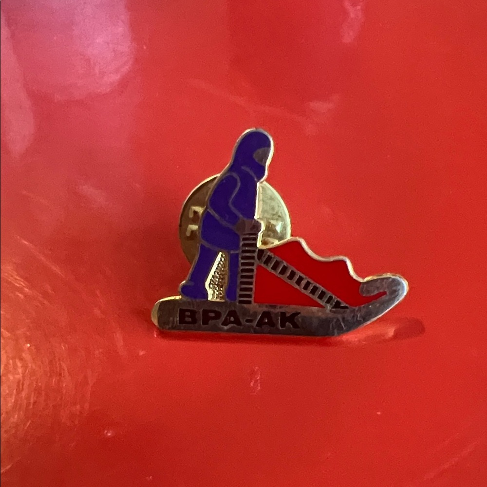 Colorful Enamel Alaska dogsled BPA 2000 pin